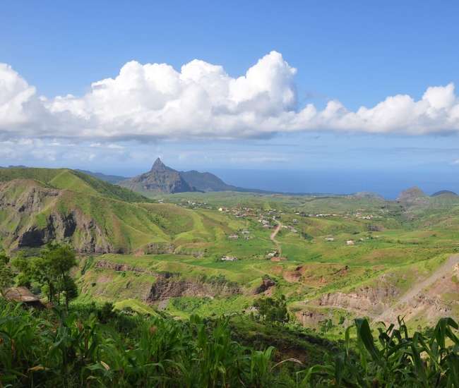 Trekking kapverdische Insel Santiago - von Cidade Velha nach Tarrafal : Blick über die Hochebene nach Fundura